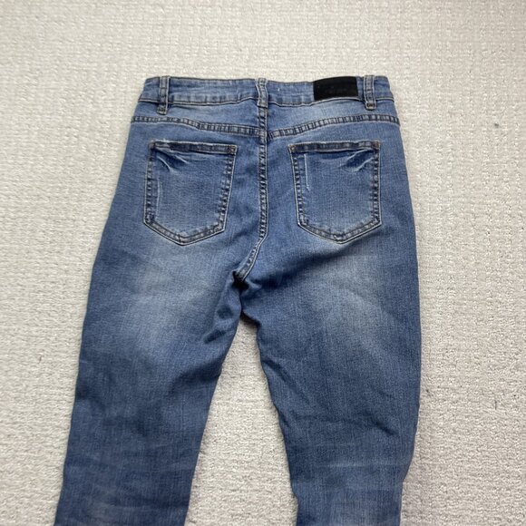 Streetwear Society Skinny High Rise Floral Embroidery Jeans Wom Sz 5 Blue Denim - Picture 11 of 12